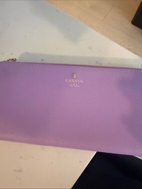 Lanvin Lavender Saffiano Leather Zip Clutch
